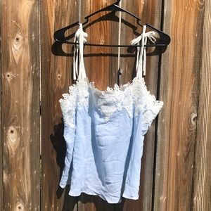 Anthropologie E by Eloise Lace Trim Pajama Top